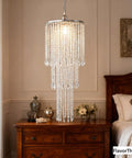 Three Tier Sparkling Iridescent Acrylic Beaded Hanging Chandelier With Diamond Cut Beads, 10.25 Inch Diameter By 30 Inch Tall Indoor Lighting, Crystal Pendants, Modern Glam Vibe in bedroom