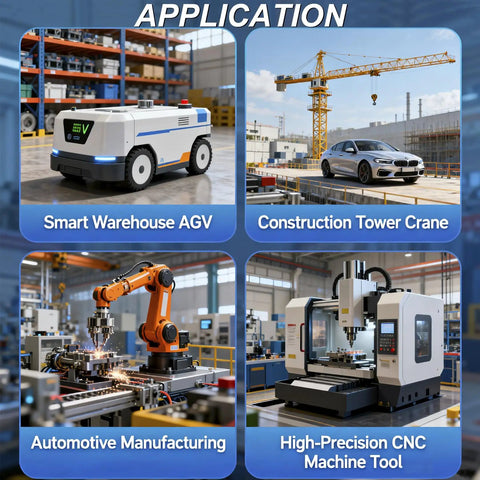 Applications of Beefy Parallel Roller Plunger Limit Switch DPDT 5A 250VAC IP65 in AGV, tower crane, automotive, CNC tool
