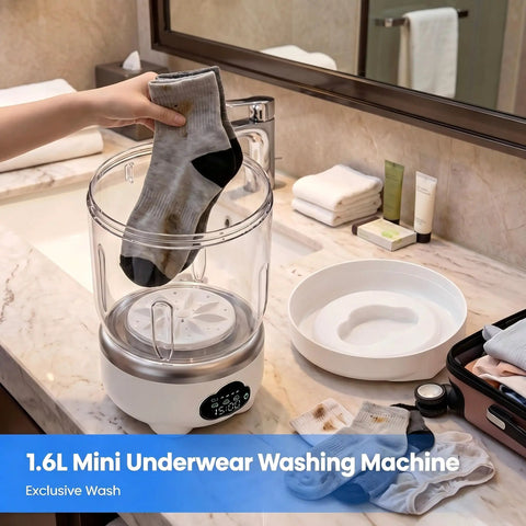Slick Foldable Mini Washing Machine With 1.6 Liter Capacity And Rechargeable Power For Weekend Adventures Hassle Free Undies And Socks Wash For College Crew Campers And Travel Squad, washing socks.