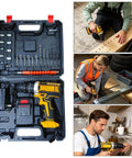 All In One Cordless Drill Driver With Rechargeable Battery Multiple Drive Modes And Adjustable Torque, compact kit for DIY tasks.