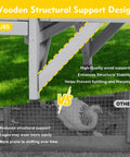 Wooden Chicken Coop For Two Chickens With Expandable Run Nesting Box And Pull Out Tray showing support design comparison.