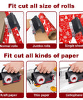 Two In One Wrapping Paper Cutter And Tape Dispenser All In One Wrapping Station No Fuss With Four Tape Refills And Two Blades For Quick Easy Gift Wrapping Ideal For Parties And Holidays Making Gift Wrapping Fast Clean And Fun, fits rolls and paper
