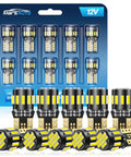 Package of 194 LED Bulb For License Plate Light Pack Of 10, 6000K Super White Wedge Replacement T10 SMD 4014, 12V Bulbs