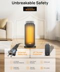 Quiet 1500W Space Heater With Remote, Oscillating 70 Degrees, Safe Electric Heater with safety features and remote.