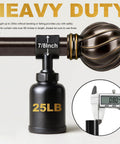 Bronze Curtain Rods for Windows Adjustable 48 to 84 Inches Heavy Duty Diameter Seven Eighths Inch Brown Finish with weight test