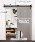 Builder Interior Sliding Barn Door Kit Two Piece 72 Inch Matte Black With All Mounting Hardware installed in doorway