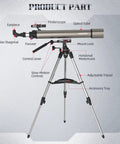 102mm Aperture Astronomy Telescope With 900mm Focal Length Dual Slow Motion Rods on adjustable tripod for sky viewing