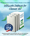 Replacement Air Filters For Honeywell HPA300 HPA200 HPA100 Series True HEPA Filter Set box and filters with USA label