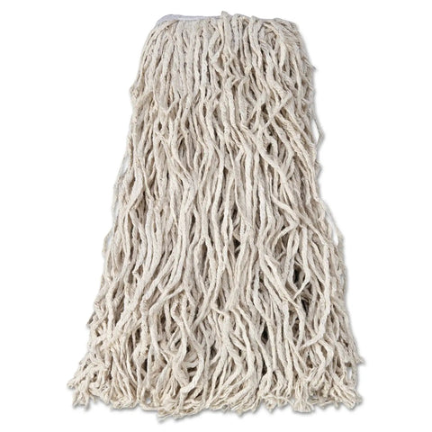 Economy Cut-End Cotton Wet Mop Head, 24 Oz, White, 1 Inch Band, Absorbent 4-Ply Cotton, Pack Of 12 For General Floor Cleaning In Commercial Kitchens, Offices, And Workshops