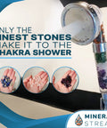 Chakra Showerhead Kit With Replacement Beads, Natural Therapeutic Crystals, Shower Arm Diverter, And 1.5m Hose in use
