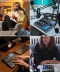 4 Channel USB Audio Interface Mixer With Built In Bluetooth MP3 Player And 48V Phantom Power used in diverse audio setups
