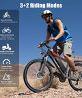 Trail-Ready 1000W Peak Electric Mountain Bike For Adults, 50 Mile Range, 20 MPH Max Speed, 26 Inch Wheels, 48V Removable Battery, Front Suspension, Fenders, 7 Speed, UL 2849 Certified, rider on rocky trail