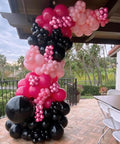 Hot Pink And Black Balloons Set 60 Count With Confetti, 12 Inch Latex Party Decorations for an outdoor event setup