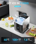 Countertop Nugget Ice Maker With App Control And Self Cleaning, Ready In 7 Minutes, Produces 40lbs Per Day on a kitchen counter