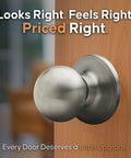 Passage Interior Door Knob Set Satin Stainless Heavy Duty Hardware With Easy Install for Bedroom and Bathroom on wood door