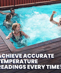 Group enjoying pool with Replacement Temperature Sensor IID 009577F for Pool and Spa Heaters ensuring accurate water readings