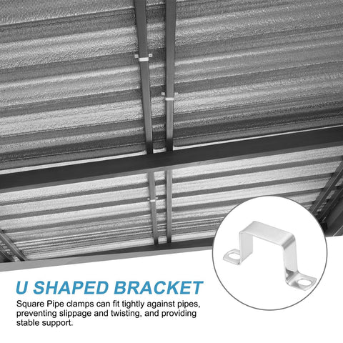 40x40mm stainless steel pipe clamp set with U shaped bracket for secure mounting and stability in industrial and DIY projects.
