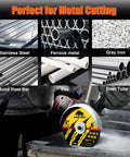 3 Inch Cut Off Wheel Kit with one quarter inch mounting mandrel and three eighths inch arbor for metal cutting displayed.
