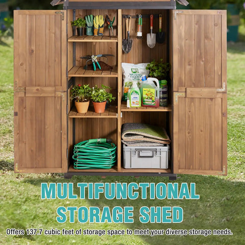 Sturdy Outdoor Storage Shed With Metal Frame And Adjustable Shelves Large Capacity Tool Cabinet For Backyard Garden Patio Lawn
