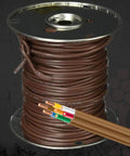 Spool of 18 Gauge 5 Conductor Thermostat Wire 250 Ft Brown Solid Copper CL2 Cable for HVAC and Alarm Systems Made in USA