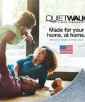 Top Tier Floating Floor Underlayment 200 Square Foot Roll With Hella Punchy Sound Dampening And Knockout Moisture Shield Sweetly Crafted For Laminate And Hardwood Floors Featuring 3Mm Density And Recycled Build Made Right Here In Usa, shown in a family living room.