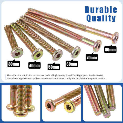 M6 Hex Socket Cap Screw Hardware Kit for Baby Cribs and Furniture 253 Piece Set showing 30-80mm screws