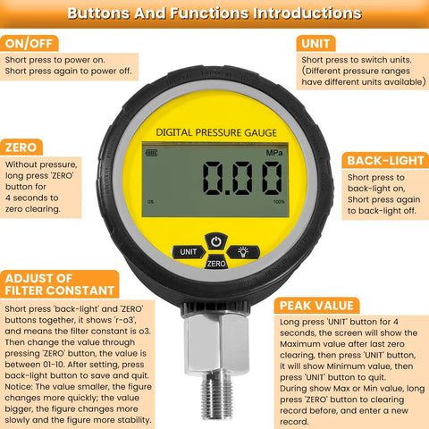 Heavy Duty 10000 PSI Digital Hydraulic Pressure Test Kit With Gauge and Instructions Displayed on Screen