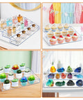 Clear Acrylic Miniature Display Shelf 2.75 Inch Wide Three Tier Stand For Figures, Vinyl Toys, Dolls And Jewelry