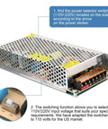 Beefy 5V 30A 150W DC Switching Power Supply For LED Driver With 110V 220V Input Selectable Voltage And Heavy Duty Durable Performance For LED Strips Signs And DIY Projects, metal enclosure