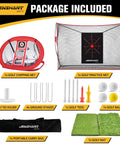 All In One Golf Hitting Net For Backyard And Indoor And Outdoor Use With Foldable Practice Mat Chipping Target 8 Tees And 6 Balls