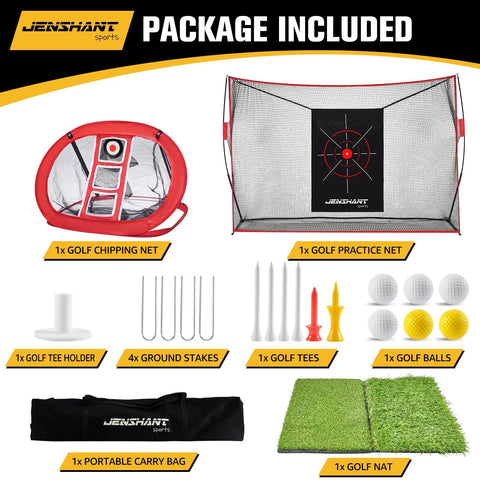 All In One Golf Hitting Net For Backyard And Indoor And Outdoor Use With Foldable Practice Mat Chipping Target 8 Tees And 6 Balls