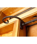 No Sweat Setup Front Door Garland Hanger With Thick Rubber Padded Ends For Year Round Decor Fits Wide Doorjambs No Drill Needed Holds Twenty Pounds Like A Champ Straight Up Heavy Duty Steel hanging over a wooden doorframe.