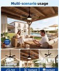 NWOP 20 Inch Outdoor Ceiling Fan with Light, 5 Blade Remote Patio Fan in a spacious outdoor setting with a cozy seating area.