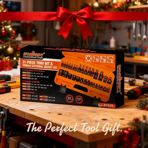 Pro Grade Torx Bit Socket Set With 14 Star Bits T8 To T70 And 12 ETorx Sockets E4 To E24 Plus 4 Heavy Duty Impact Adapters in case