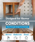 Kai Corner Teak Shower Bench With Storage Shelf For Bathroom Durable Water Resistant Shower Chair in use for shaving