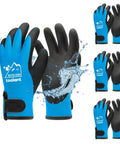 Three Pairs 100 Percent Waterproof Winter Work Gloves For Men With Touchscreen Compatible Fingertips Durable Grip Warm Thermal Insulated Blue Large For Cold Weather Tasks And Everyday DIY