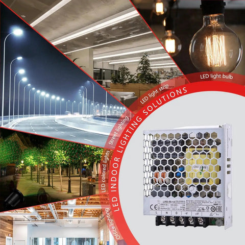 Rock Solid 12V 4.2A 50W Industrial Power Supply Built Tough For All Day Long Smooth Operation Compact Low Profile Switching Unit in various lighting environments.