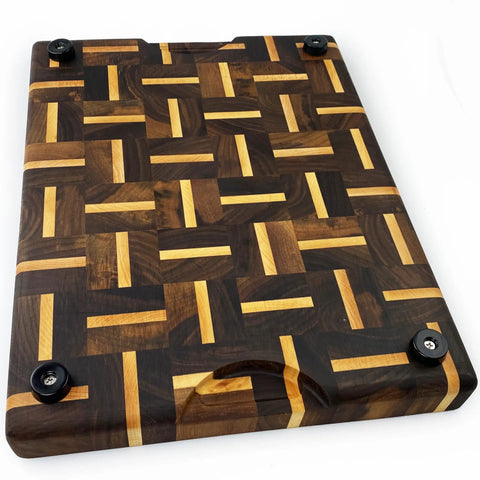 Wooden cutting board with non slip rubber feet with stainless washer and screws 1 inch black round rubber feet 20 pack