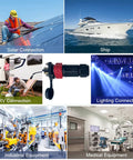 2 Pin 50 Amp Trolling Motor Plug Receptacle Set For Marine Boats Power Waterproof IP67 Connector with various applications shown