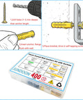 All In One Drywall Anchors And Screws Kit 6 Size Plastic Wall Anchors With Phillips Flat Head Wood Screws instruction guide