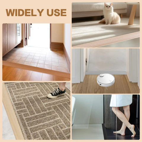 Floor Transition Strip Self Adhesive Edge Reducer For Laminate Carpet And Tile Vinyl Door Threshold Ramp Doorway Edge Trim Overlap Edge Reducer Brown Wood Grain Finish 0.2 To 0.4 Inch 6.6 Feet