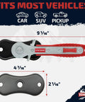 Heavy Duty Brake Pad Spreader And Caliper Piston Compressor Tool With Ratcheting Handle And Rib Reinforced Plates, car fit shown