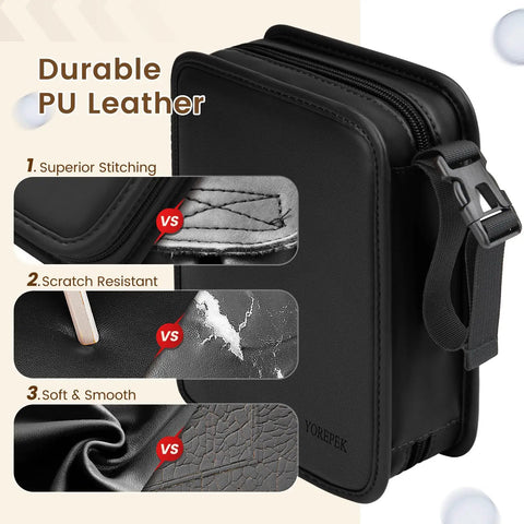 All In One Golf Accessories Kit For Men With Leather Case shown in durable PU leather highlighting stitching and texture.