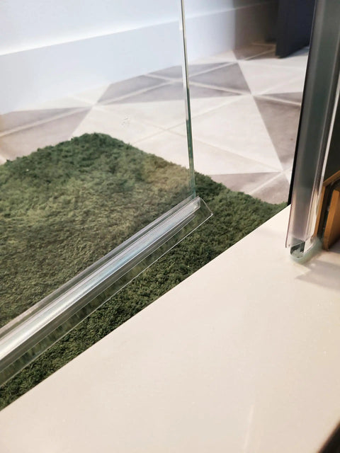 Shower Door Bottom Seal With Drip Rail For 1/2 Inch Glass, 36 Inch Sweep, Ultra Clear Polycarbonate, Water Tight Seal, Easy Cut To Fit
