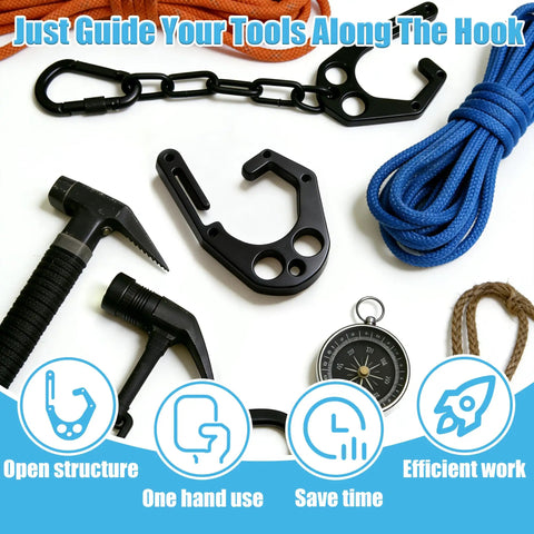 1P Aluminum Tree Climber Hook With 3 Accessory Loops For Harness Gear, ropes, and outdoor tools on display