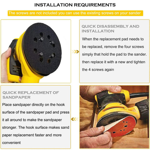 Installation of No Nonsense Replacement Heavy Duty Sanding Pad For DWE6423 6423K DWE6421 6421K And DCW210B Random Orbit Sanders