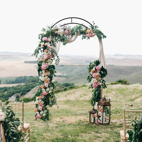 8 Foot Metal Garden Arch Trellis With Planter Boxes For Climbing Plants Outdoor Rust Resistant Backdrop Stand For Weddings