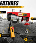 1320 Lbs Powerful Mini Electric Hoist With 1200W 110V Winch Crane and remote on rocky surface