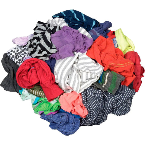 25 Pound Box Of Recycled Cut Rags, Assorted Colors, For Polishing, Finishing, Dusting And Cleaning Jobs, Made From Mixed Knits