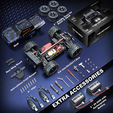 Beast Speed 60KPH 1:14 Scale RC Truggy 4x4 Off Road Remote Control Truck Waterproof Electric Car components and accessories.